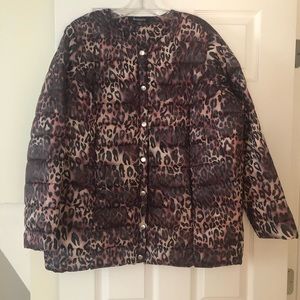 Roaman’s Leopard Print Puffer Coat Plus Size